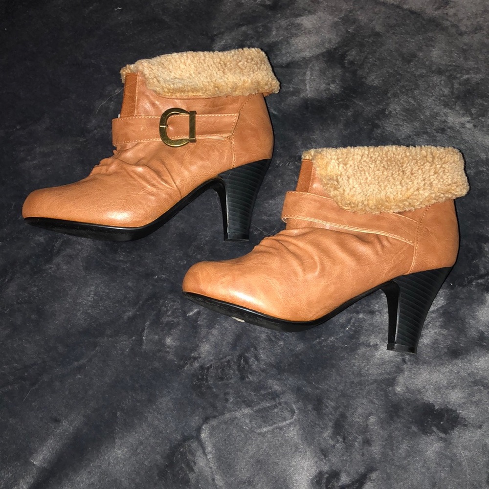 Fur cuffed ankle boots